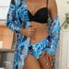 Biquíni de 3 Peças Tropical Cintura Alta com Efeito Silicone e Saída de Praia - Image 2